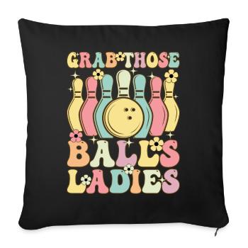 Groovy Bowling Women Female Bowler Grabbing The - Sofa pillowcase 17,3'' x 17,3'' (45 x 45 cm) - black - Front