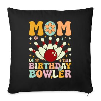 Maman quille d’anniversaire Groovy Bowling maman - Housse de coussin décorative 45 x 45 cm - noir - Devant