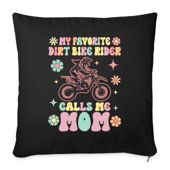 Le pilote de moto tout-terrain préféré m’appelle Mama Groovy - Housse de coussin décorative 45 x 45 cm - noir - Devant