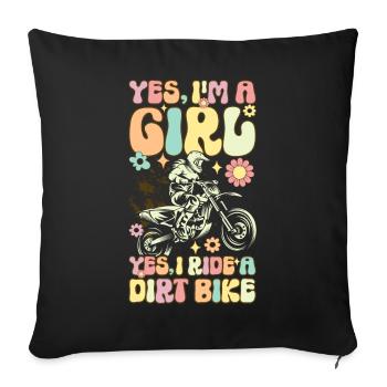 Je suis une fille oui, je conduis une moto tout-terrain gr - Housse de coussin décorative 45 x 45 cm - noir - Devant