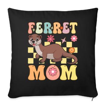 Ferret Mom Groovy Ferret Mom - Sofa pillowcase 17,3'' x 17,3'' (45 x 45 cm) - black - Front