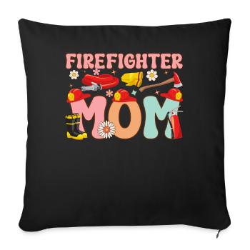 Pompier Maman Groovy Lutte contre les incendies - Housse de coussin décorative 45 x 45 cm - noir - Devant