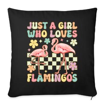 Nur ein Mädchen, das Flamingos liebt Groovy Flamin - Sofakissenbezug 45 x 45 cm - Schwarz - Vorne