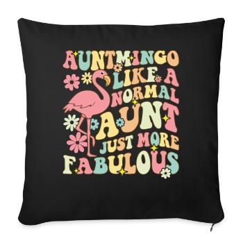 Auntmingo Like A Normal Aunt Groovy Flamingo T - Sofa pillowcase 17,3'' x 17,3'' (45 x 45 cm) - black - Front