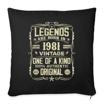Hergestellt im Jahr 1981 Jahrgang 1981 Jubiläumsgeschenk - Sofakissenbezug 45 x 45 cm - Schwarz - Vorne