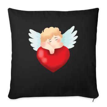 Ange Cherup Coeur d’ange Bébé Ange - Housse de coussin décorative 45 x 45 cm - noir - Devant