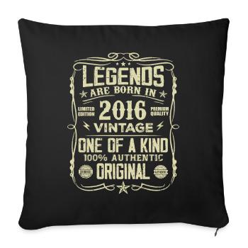 Fabriqué En 2016 Vintage Cadeau Anniversaire 2016 - Housse de coussin décorative 45 x 45 cm - noir - Devant