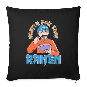 Bol de Ramen Manga Anime - Housse de coussin décorative 45 x 45 cm - noir - Devant