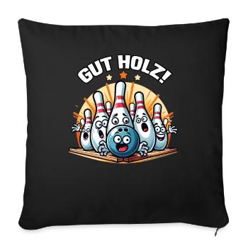 Bonne conception de club de bowling à cône en bois pour le bowling - Housse de coussin décorative 45 x 45 cm - noir - Devant