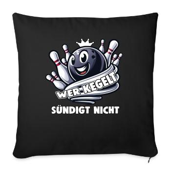 Qui quilles ne pèche pas aux quilles bowling bowling club design - Housse de coussin décorative 45 x 45 cm - noir - Devant