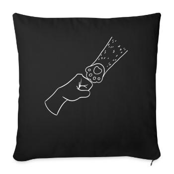 A human hand and a dog's paw - Sofa pillowcase 17,3'' x 17,3'' (45 x 45 cm) - black - Front