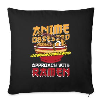 Bol de Ramen Manga Anime - Housse de coussin décorative 45 x 45 cm - noir - Devant