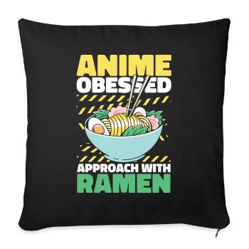 Bol de Ramen Manga Anime - Housse de coussin décorative 45 x 45 cm - noir - Devant