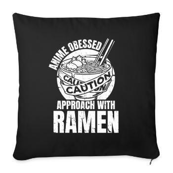 Bol de Ramen Manga Anime - Housse de coussin décorative 45 x 45 cm - noir - Devant