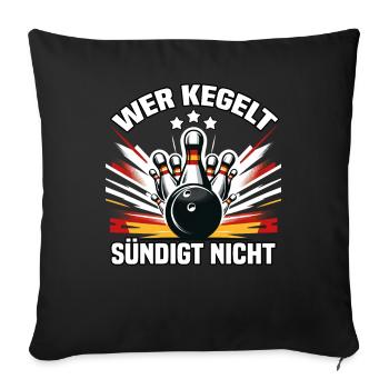 Who bowls does not sin Kegel Kegelverein Design - Sofa pillowcase 17,3'' x 17,3'' (45 x 45 cm) - black - Front