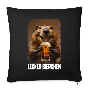 Lecker Bierchen Biber - Sofakissenbezug 45 x 45 cm - Schwarz - Vorne