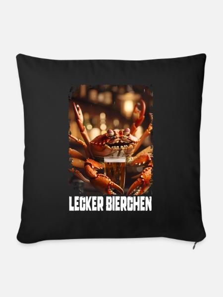 Lecker Bierchen Krabbe - Sofakissenbezug 45 x 45 cm - Schwarz