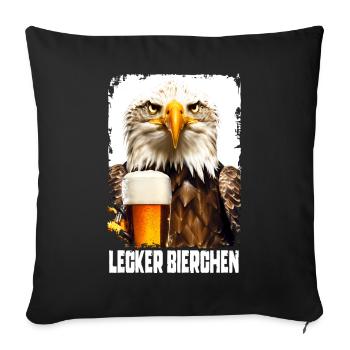 Lecker Bierchen Adler - Sofakissenbezug 45 x 45 cm - Schwarz - Vorne