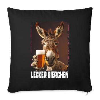 Lecker Bierchen Esel - Sofakissenbezug 45 x 45 cm - Schwarz - Vorne