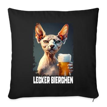 Sphynx à la bière délicieuse - Housse de coussin décorative 45 x 45 cm - noir - Devant