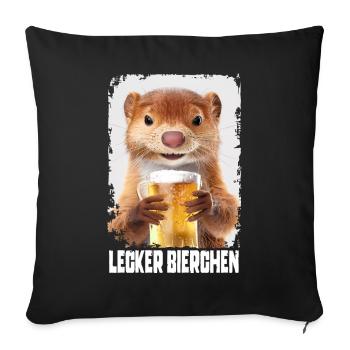 Lecker Bierchen Weasel - Sofakissenbezug 45 x 45 cm - Schwarz - Vorne