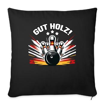 Bonne quilles en bois Skittles Club Design pour les quilles - Housse de coussin décorative 45 x 45 cm - noir - Devant