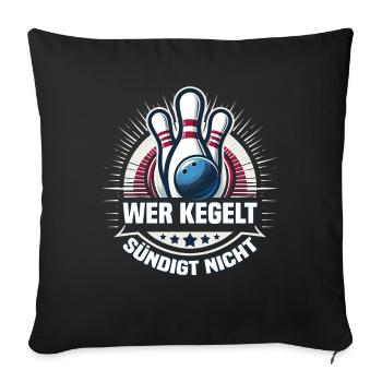 Qui quilles ne pèche pas aux quilles bowling bowling club design - Housse de coussin décorative 45 x 45 cm - noir - Devant