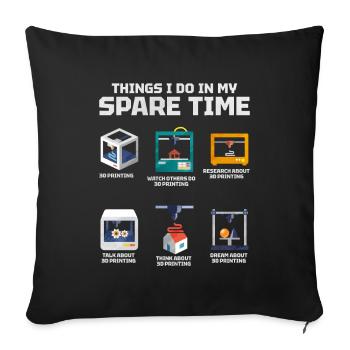 3D Printing - Sofa pillowcase 17,3'' x 17,3'' (45 x 45 cm) - black - Front