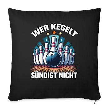 Qui quilles ne pèche pas aux quilles bowling bowling club design - Housse de coussin décorative 45 x 45 cm - noir - Devant