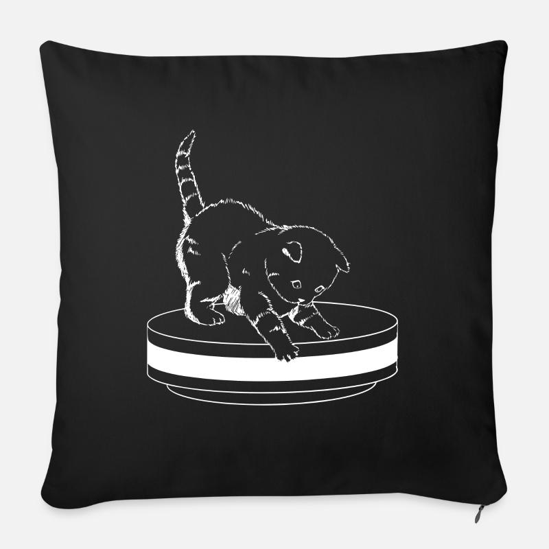 Süße Katze Saugroboter Staubsauger - Sofakissenbezug 45 x 45 cm - Schwarz