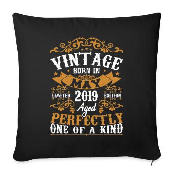 May 2019 Birthday May 2019 Gift May 2019 - Sofa pillowcase 17,3'' x 17,3'' (45 x 45 cm) - black - Front