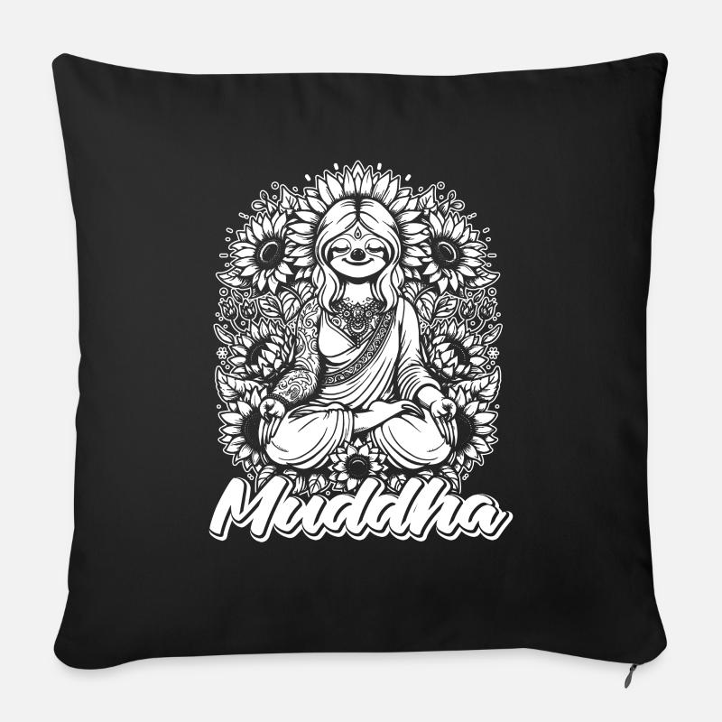 Mama Mother Sloth Muddha Sunflower Buddha - Sofa pillowcase 17,3'' x 17,3'' (45 x 45 cm) - black