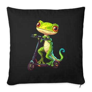 Gecko Scooter - Sofa pillowcase 17,3'' x 17,3'' (45 x 45 cm) - black - Front