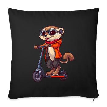 Meerkat Scooter - Sofa pillowcase 17,3'' x 17,3'' (45 x 45 cm) - black - Front