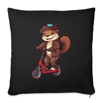 Otter Scooter - Sofa pillowcase 17,3'' x 17,3'' (45 x 45 cm) - black - Front