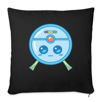 Cute Robot Vacuum Cleaner Kawaii - Sofa pillowcase 17,3'' x 17,3'' (45 x 45 cm) - black - Front