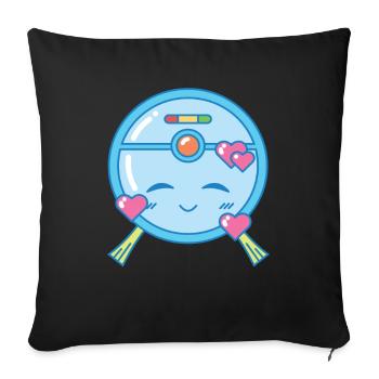 Adorable Robot Vacuum Kawaii - Sofa pillowcase 17,3'' x 17,3'' (45 x 45 cm) - black - Front