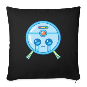 Trauriger Saugroboter Staubsauger Kawaii - Sofakissenbezug 45 x 45 cm - Schwarz - Vorne