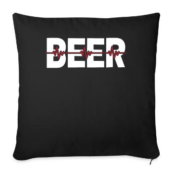 Beer Beer Lover Ekg Heartbeat - Sofa pillowcase 17,3'' x 17,3'' (45 x 45 cm) - black - Front