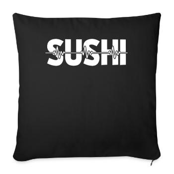 Rythme cardiaque de l’électrocardiogramme sushi - Housse de coussin décorative 45 x 45 cm - noir - Devant