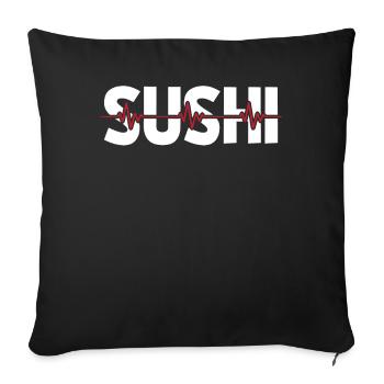 Rythme cardiaque de l’électrocardiogramme sushi - Housse de coussin décorative 45 x 45 cm - noir - Devant