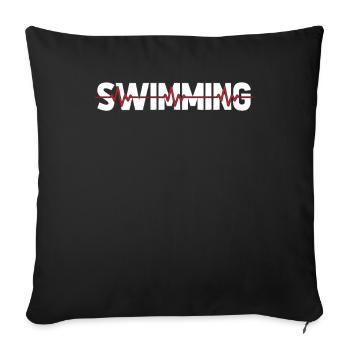 Swimming Swimmer ECG Heartbeat - Sofa pillowcase 17,3'' x 17,3'' (45 x 45 cm) - black - Front