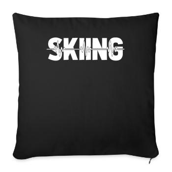 Skiing Après Ski Ekg Heartbeat - Sofa pillowcase 17,3'' x 17,3'' (45 x 45 cm) - black - Front