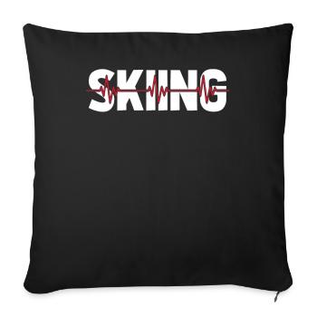 Skiing Après Ski Ekg Heartbeat - Sofa pillowcase 17,3'' x 17,3'' (45 x 45 cm) - black - Front