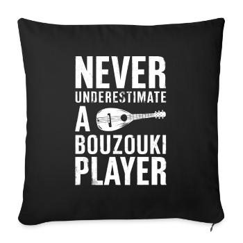 Bouzouki Instrument Gift - Sofa pillowcase 17,3'' x 17,3'' (45 x 45 cm) - black - Front