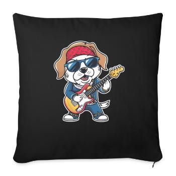 Sloth Playing Guitar Gift - Sofa pillowcase 17,3'' x 17,3'' (45 x 45 cm) - black - Front