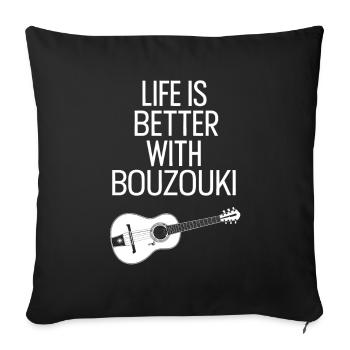 Bouzouki Instrument Gift - Sofa pillowcase 17,3'' x 17,3'' (45 x 45 cm) - black - Front