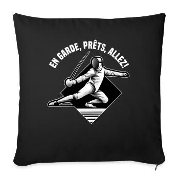 Masque Fencer Sport Design Sur Jeu Sur L’escrime De Combat - Housse de coussin décorative 45 x 45 cm - noir - Devant