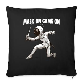 Masque Fencer Sport Design Sur Jeu Sur L’escrime De Combat - Housse de coussin décorative 45 x 45 cm - noir - Devant