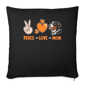 Bouvier bernois Peace Love Dog Maman - Housse de coussin décorative 45 x 45 cm - noir - Devant